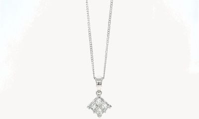 18ct White Gold 4 Stone Princess Cut Diamond Pendant Rp30004 J14642
