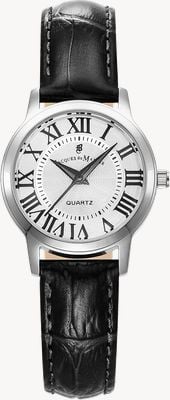 Jacques Du Manoir Genesis Three-Hand Quartz (28mm) Silver Dial / Black Leather Strap JWL04901