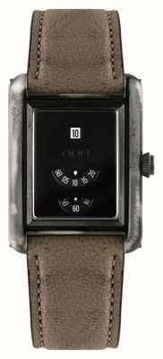Out Of Order Forma Venti Automatic Jump-Hour Ultra-Distressed (30.5mm) Black Dial / Brown Leather Strap F20BLK.OOO