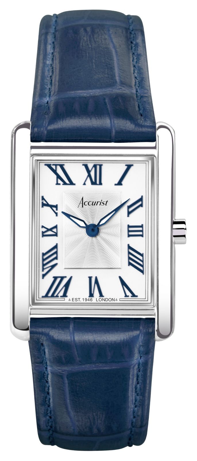 Accurist 71002 Rectangle Womens | White Dial | Blue Leather Watch