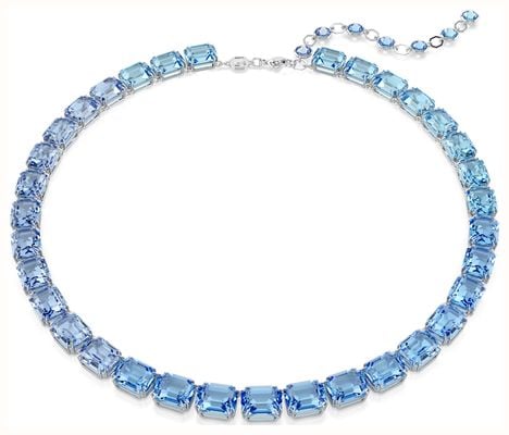 Swarovski Millenia Necklace Octagon Cut Blue Crystals Rhodium Plated 5694136