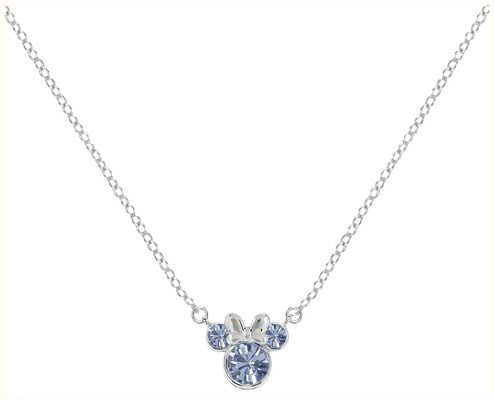 Disney Minnie Mouse Silver December Blue CZ Silouhette Necklace N905424SDECL-16.PH