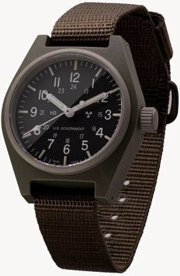 Marathon GPQ Sage Green General Purpose Quartz US Government (34mm) Black Dial / Green Ballistic Nylon Strap WW194004SG-0903