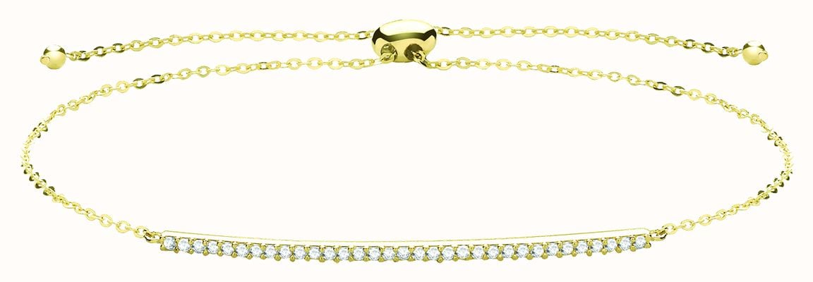 James Moore TH 9ct Yellow Gold Cubic Zirconia Bar Pull Bracelet BR629