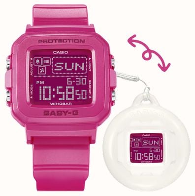 Casio G-SHOCK BABY-G + PLUS Series Digital Watch & Case Holder Set - Pink & White BGD-10K-4ER