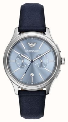 Emporio Armani Dario Chronograph (42mm) Blue Dial / Blue Leather Strap AR11747
