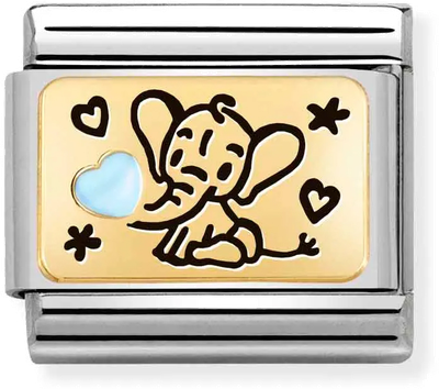Nomination Classic Blue Elephant 18ct Gold & Steel Charm 030289/04