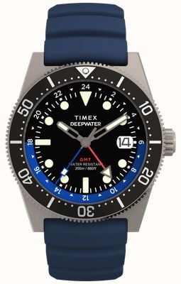 Timex Deepwater Reef 200 GMT (41mm) Black Dial / Blue Synthetic Rubber Strap TW2W75100