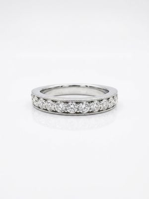 0.75ct Natural Diamond Princess Cut Platinum Half Eternity Ring JM3524