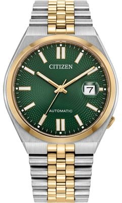 Citizen Tsuyosa 60 Automatic (40mm) Textured Sunray Green Dial / Two-Tone Stainless Steel Bracelet NK0024-54X