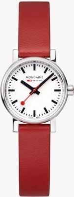 Mondaine Evo2 (26mm) White Dial / Red Vegan Grape Leather MSE.26110.LCV
