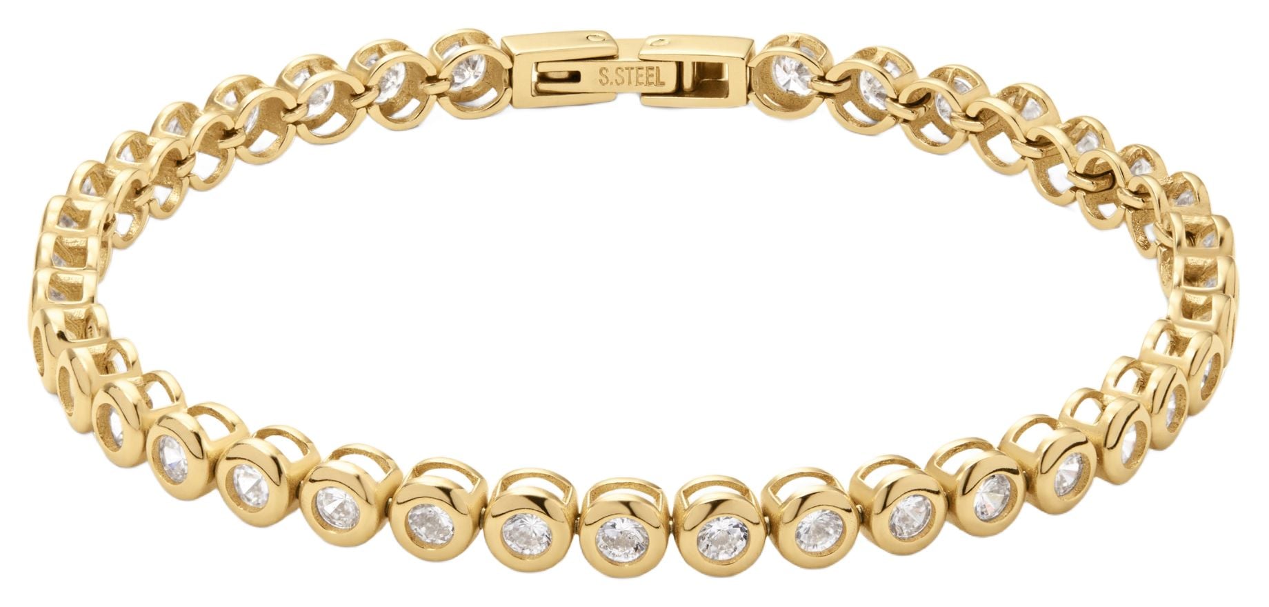 D.LOUISE SKB-055-16 Bezel Tennis Gold Plated Bracelet Size Jewellery