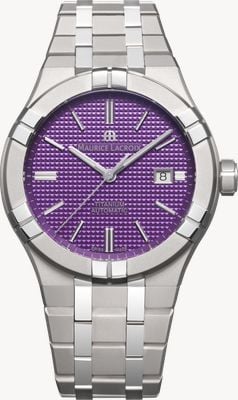 Maurice Lacroix Aikon Automatic Titanium (42mm) Purple Clous De Paris Dial / Titanium Bracelet AI6008-TT032-430-1