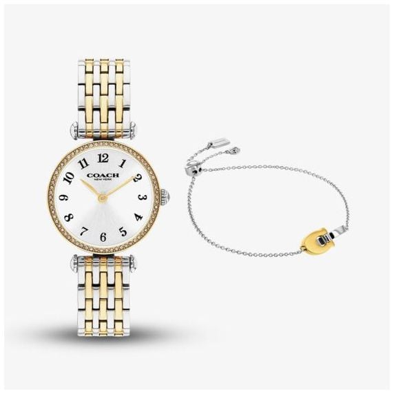 Coach 14000140 Ladies Cary White Dial Two Tone Bracelet Watch