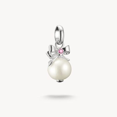 Thomas Sabo Pearl With Bow Silver Charm Pendant - Connect CC1323-167-14