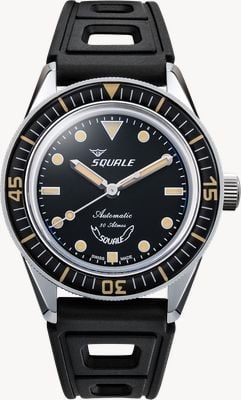 Squale SUB-37 Legend Automatic (37mm) Black Dial / Black Vulcanised Rubber Strap Watch SUB-37BKBK.RBK