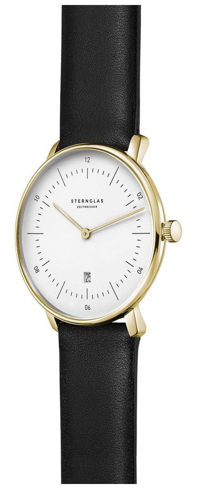 STERNGLAS S01-ND02-KL08 STRAP ONLY Black Leather Strap Gold Watch