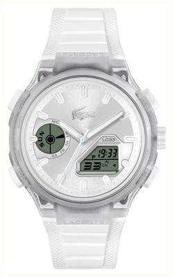 Lacoste LC33 Dual-Display Multifunction (40mm) Silver Sunray Dial / White Silicone Strap 2011480