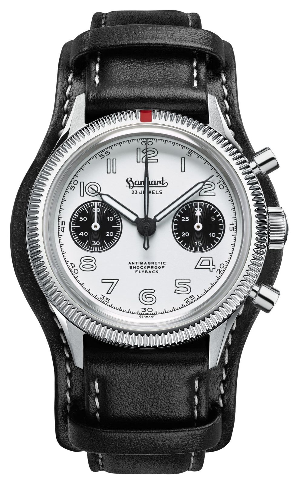 Hanhart H701.201-7010 417 ES 1954 Flyback Panda (39mm) White Watch