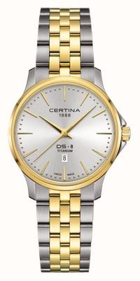 Certina DS-8 Lady Quartz (31mm) Silver Dial / Two-Tone Titanium Bracelet C0450105503100