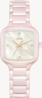RADO True Square Diamonds Quartz (29.2mm) Mother-of-Pearl Dial / Pink High-Tech Ceramic Bracelet R27181902