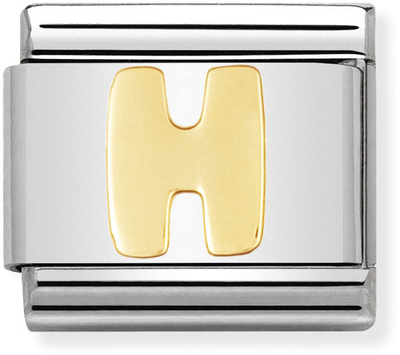 Nomination Classic Letter H 18ct Gold & Steel Charm 030101/08
