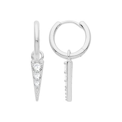 James Moore TH G51283 Silver Cubic Zirconia Spike Charm Hoop Jewellery