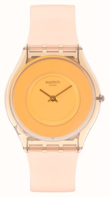 Swatch PASTELICIOUS PEACHY (34mm) Orange Dial / Pink Silicone Strap SS08P102