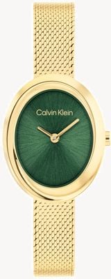 Calvin Klein Twisted Bezel (24mm) Green Dial / Gold PVD Stainless Steel Bracelet 25100152