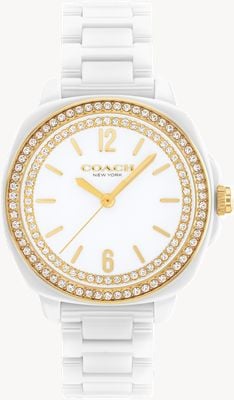 Coach Women's Kitt (34mm) White Dial / White Ceramic Bracelet 14504562