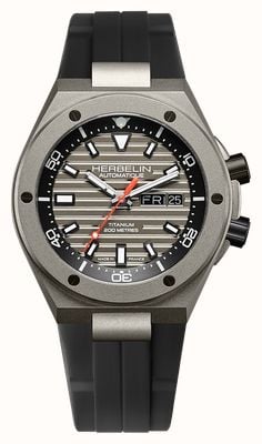 Herbelin Cap Camarat Automatic Titanium Diver (42mm) Grey Dial / Black FKM Rubber Strap 1745TITICA