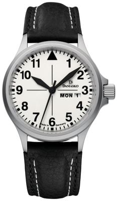 Damasko DK37 Three-Hand Manufacture Automatic (40mm) Luminova C1 White Dial / Black Leather Strap DK37 BLACK LEATHER