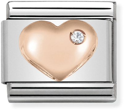 Nomination Classic Heart 9ct Rose Gold & Steel Charm 430305/01