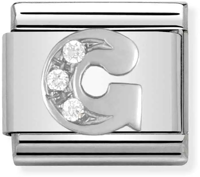 Nomination Classic Letter G Sterling Silver & Steel Cubic Zirconia Charm 330301/07