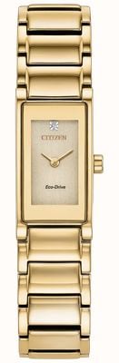 Citizen Eco-Drive Axiom (14x28mm) Gold Dial / Gold PVD Stainless Steel Bracelet EG7052-59P