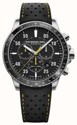 Raymond Weil Men's Tango Black and Yellow Rubber Strap Watch 8570-SR2-05207