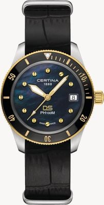 Certina DS PH100M Lady (37.5mm) Black Mother-of-Pearl Dial / Black Leather Strap C0442102605100