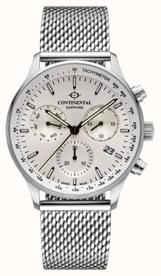 Continental Aviation Chronograph (43mm) Silver Dial / Stainless Steel Mesh Bracelet 22001-GC101130