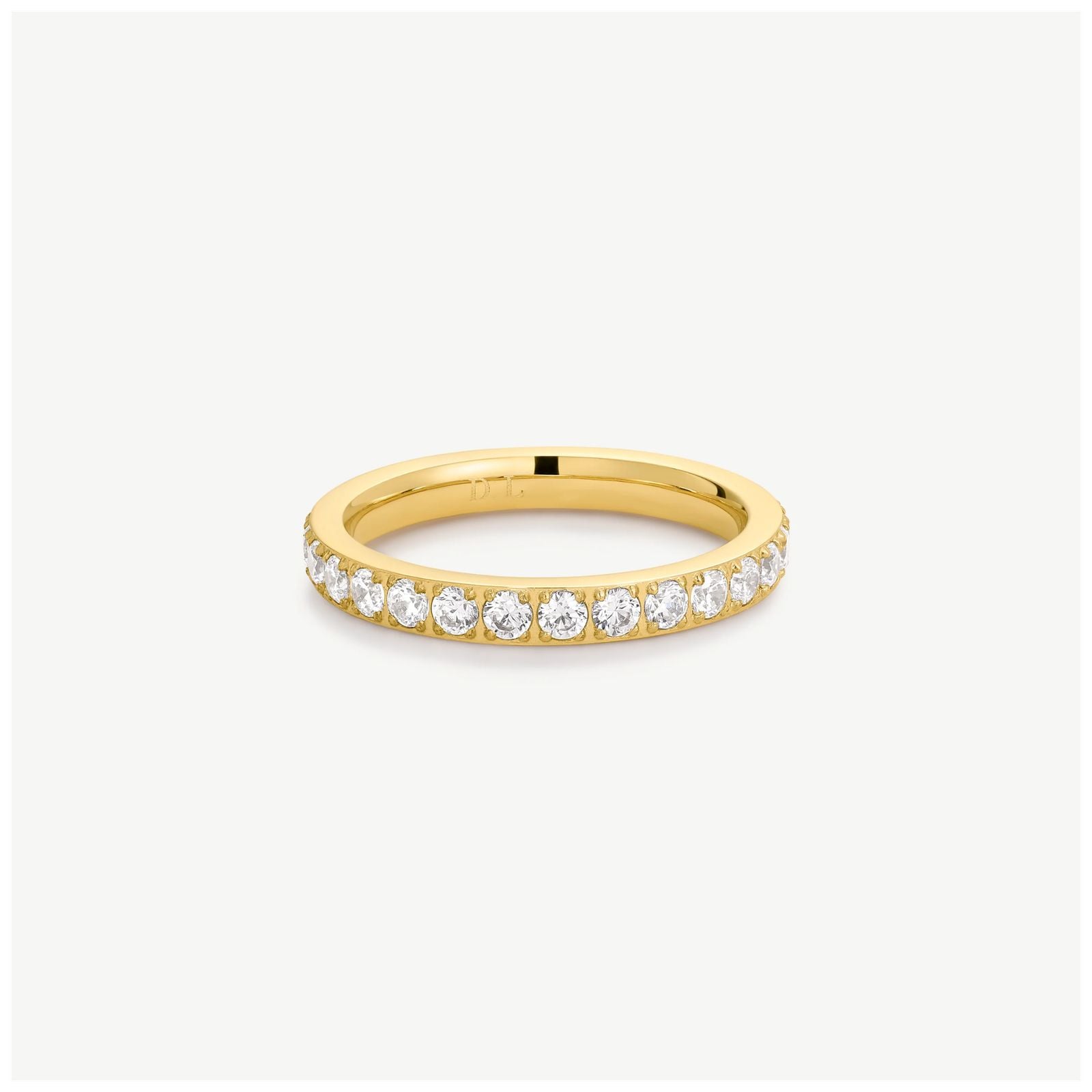 D.LOUISE GR-036-008 Gold Tone White Stone Eternity Band Ring Jewellery