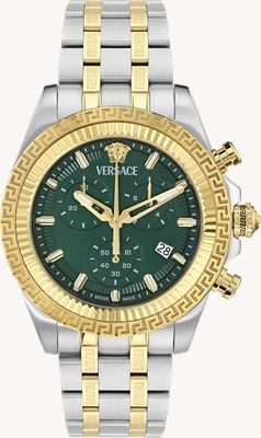 Versace FORNAX Quartz Chronograph (44mm) Green Dial / Two-Tone Stainless Steel Bracelet VE0W00425