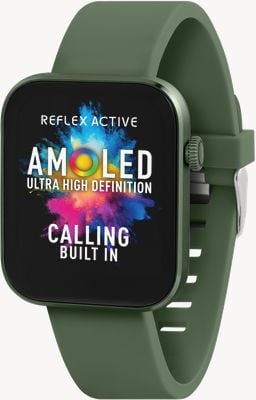 Reflex Active Series 40 Amoled Smart Calling Watch (36mm) Green Silicone Strap RA40-2212