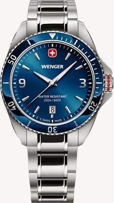 Wenger Executive Quartz (40mm) Blue Sunburst Dial / Stainless Steel Bracelet 01.2031.103