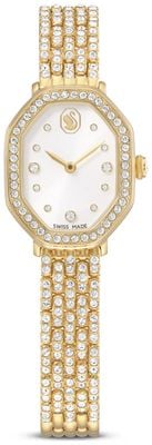 Swarovski Dextera Octagon (23mm) Silver Sunray Dial / Crystal-Set Gold PVD Stainless Steel Bracelet 5749453