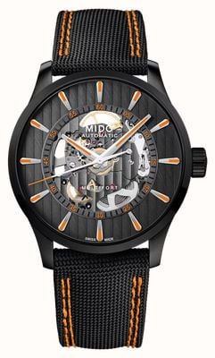 Mido Multifort Skeleton Vertigo Automatic (42mm) Black Skeleton Dial / Black Hybrid Leather Strap M0384363705100