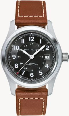 Hamilton Khaki Field Automatic *The Avengers - 2012* (42mm) Black Dial / Brown Leather Strap H70555533