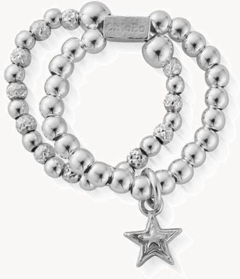 ChloBo Mini Raised Star Double Ring - Medium SR2D3028