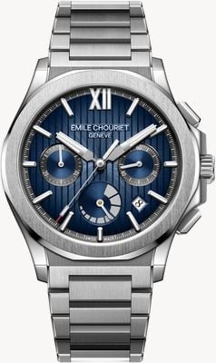 Emile Chouriet Challenger Cliff Automatic Chronograph (41mm) Blue Sunray Dial / Stainless Steel Bracelet 16.1172.G.6.6.N8.6