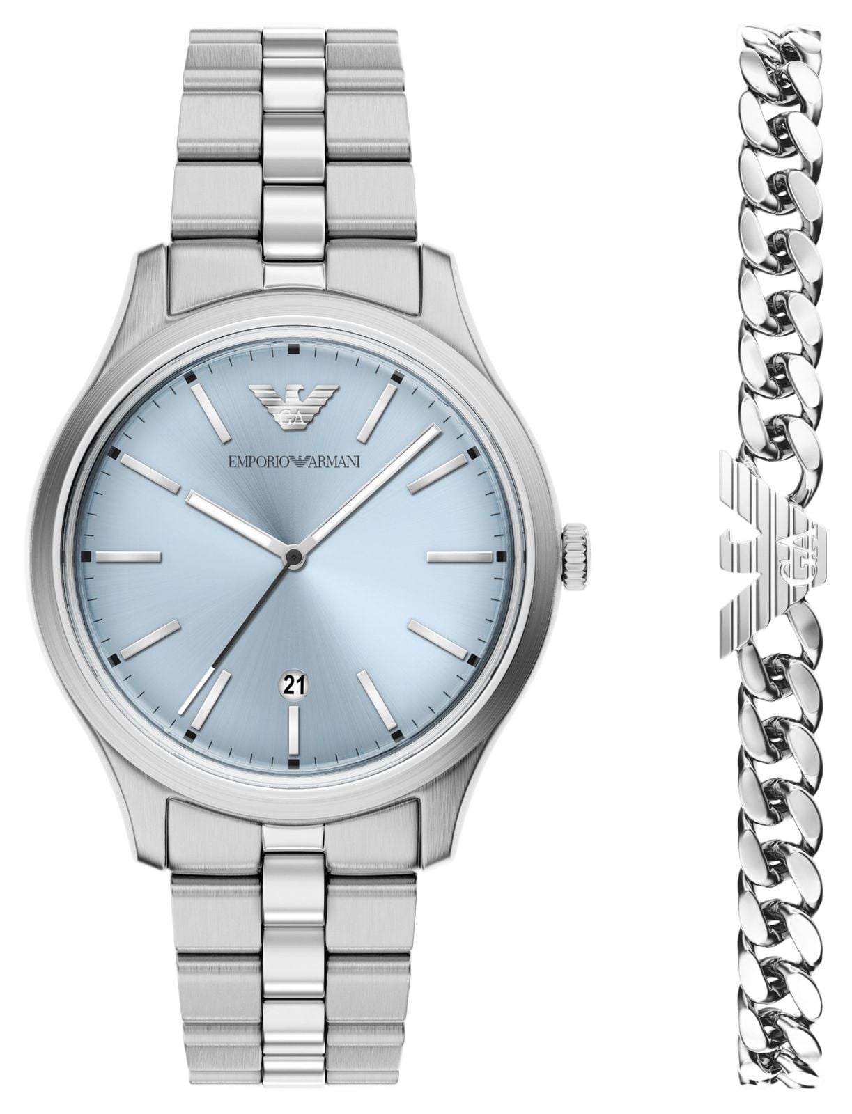 Emporio Armani AR80090SET Dario Gift Set (41mm) Light Blue Watch