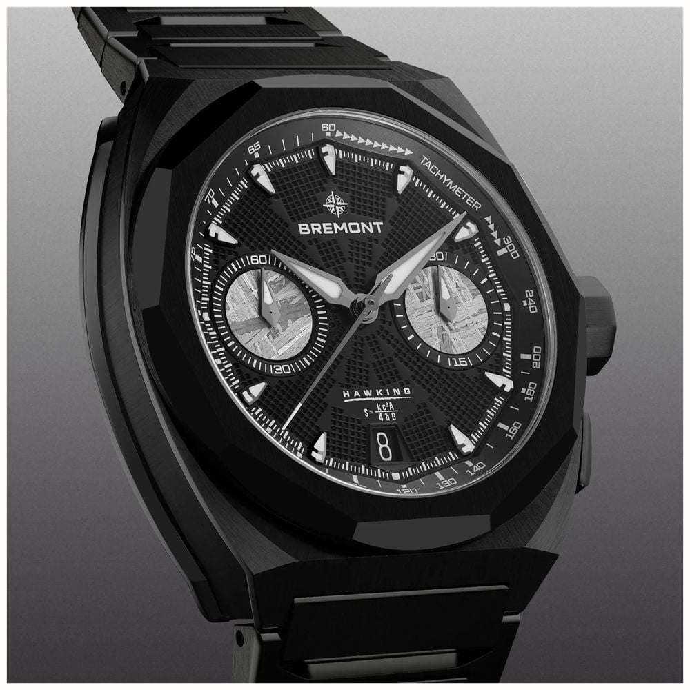 Bremont Supernova Chronograph Hawking Edition (41mm) Black Galvanic Metal Dial / Black Steel Bracelet SN41-CHR-DLC-HWK-B - alternate view 3