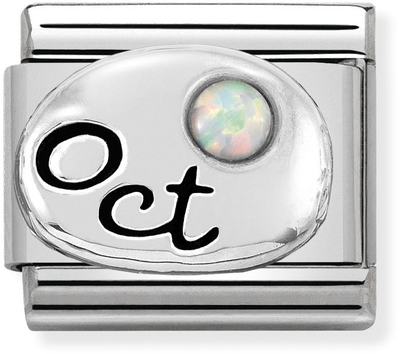 Nomination Classic October Birthstone Opal Sterling Silver & Steel Charm 330505/10